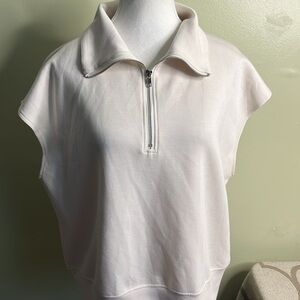 Cream Sleeveless Half-Zip Sweat Top